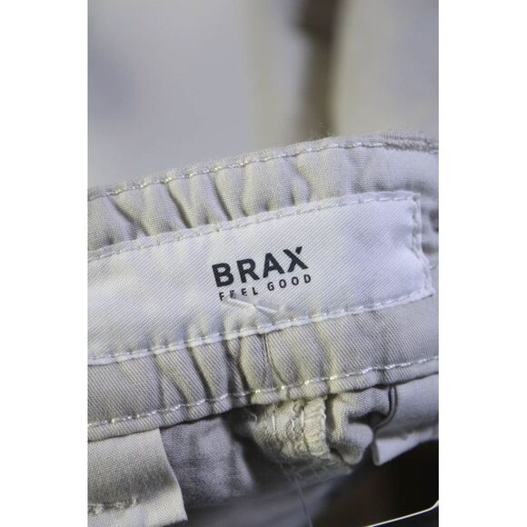 Brax Feel Good Mens Bari Flat Front 8" Khaki Chino Shorts Beige Size 40 - Picture 4 of 5